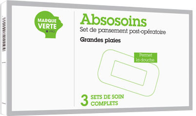 Marque Verte Absosoins Post Opératoire Set de Pansements Grands 3 sets