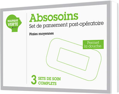 Marque Verte Absosoins Post Opératoire Set de Pansements Moyens 3 sets