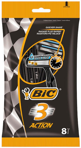 BIC 3 Action Rasoirs Jetables 3 Lames 8 unités