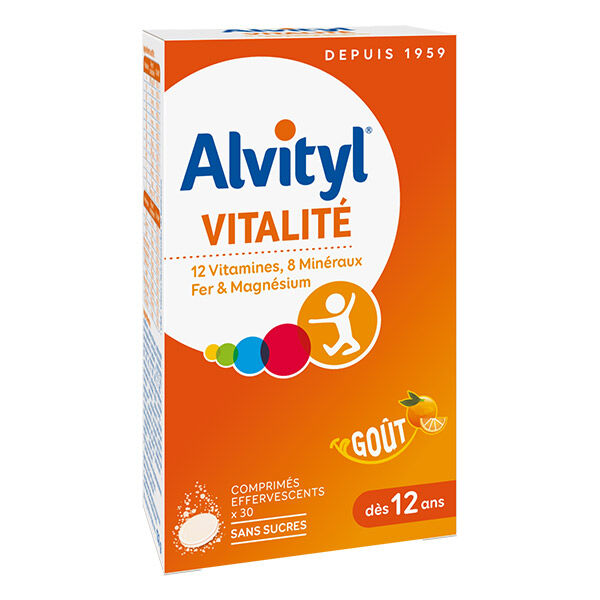 Alvityl Vitalité Effervescent Goût Orange 30 comprimés