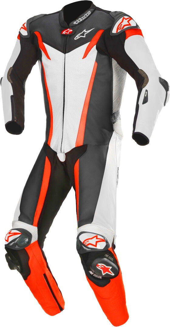 Alpinestars GP Tech v3 Tech-Air Combinaison de cuir perforé moto One Piece Noir Blanc Rouge 58