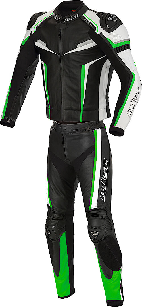 Büse Mille Costume en cuir de moto deux pièces Noir Vert 60