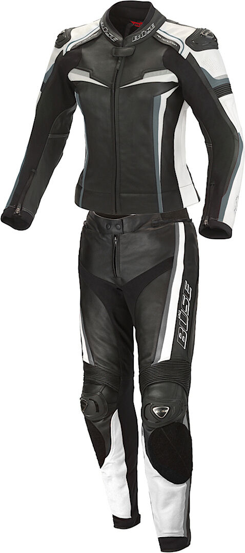Büse Mille Costume en cuir de moto de dames de deux pièces Noir Blanc 40