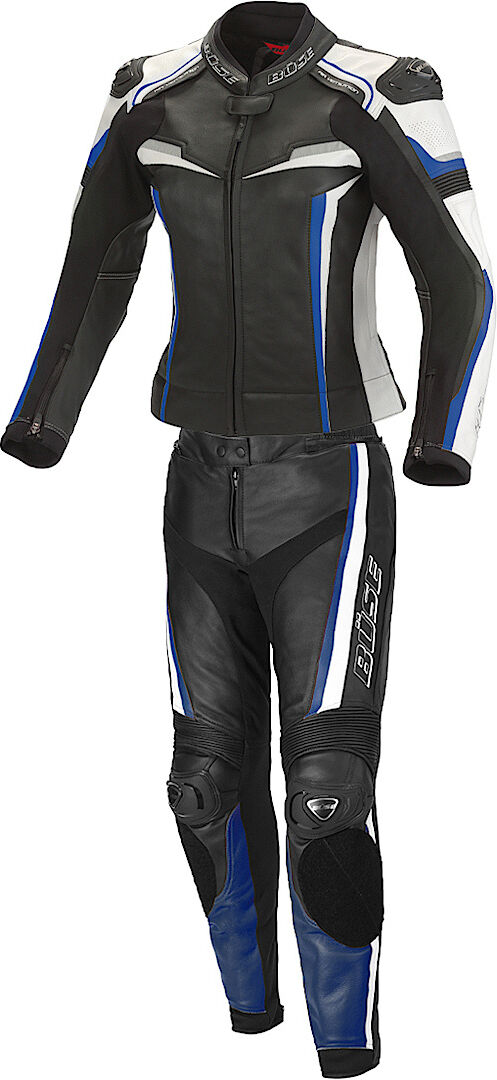 Büse Mille Costume en cuir de moto de dames de deux pièces Noir Bleu 40