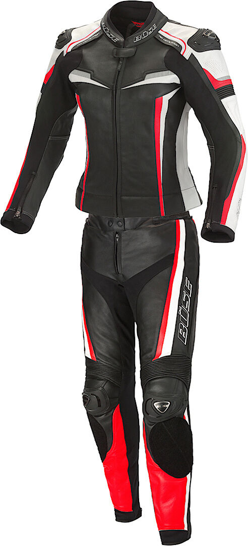 Büse Mille Costume en cuir de moto de dames de deux pièces Noir Rouge 40