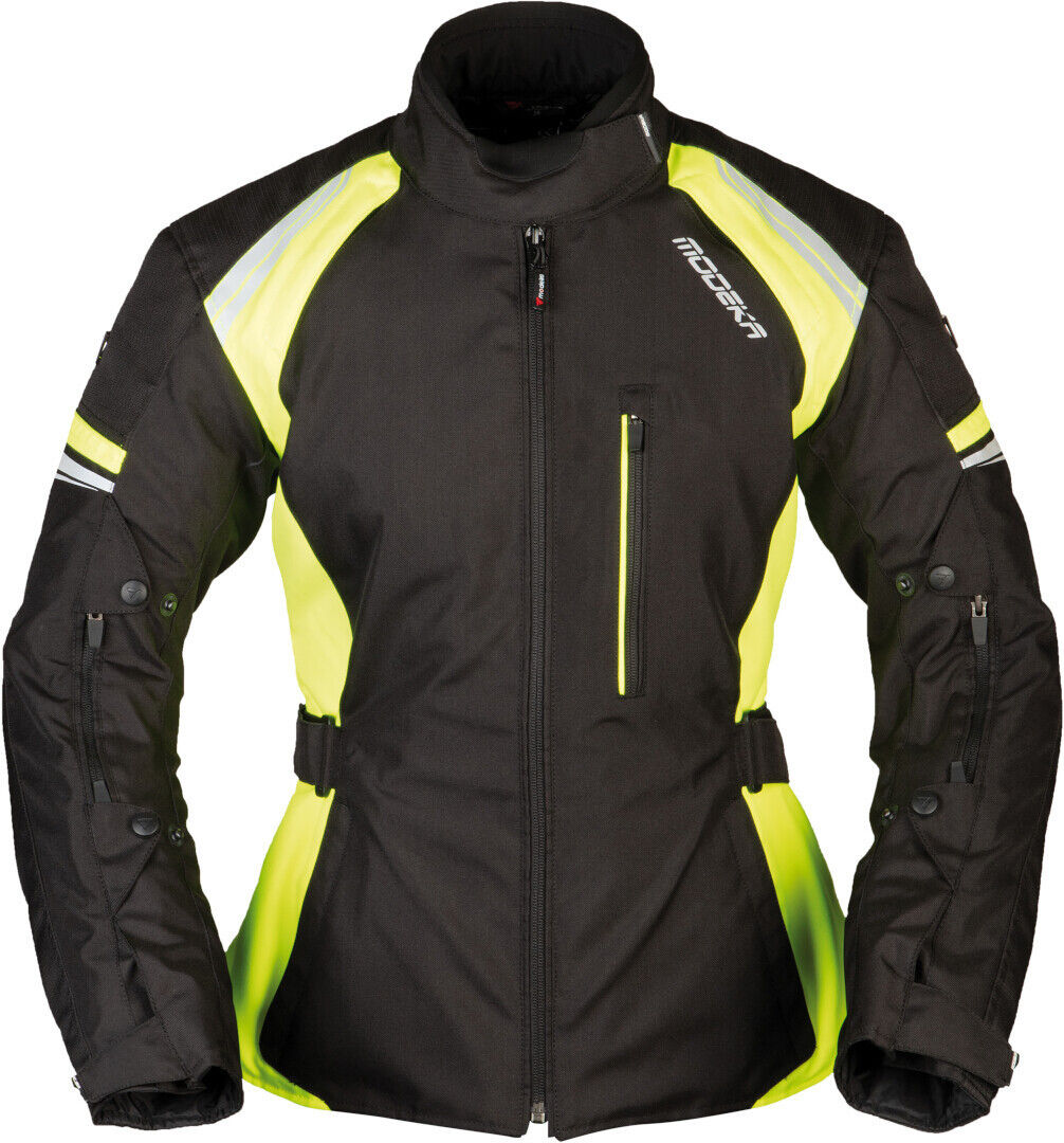 Modeka Violetta Veste textile de moto de dames Noir Jaune 38