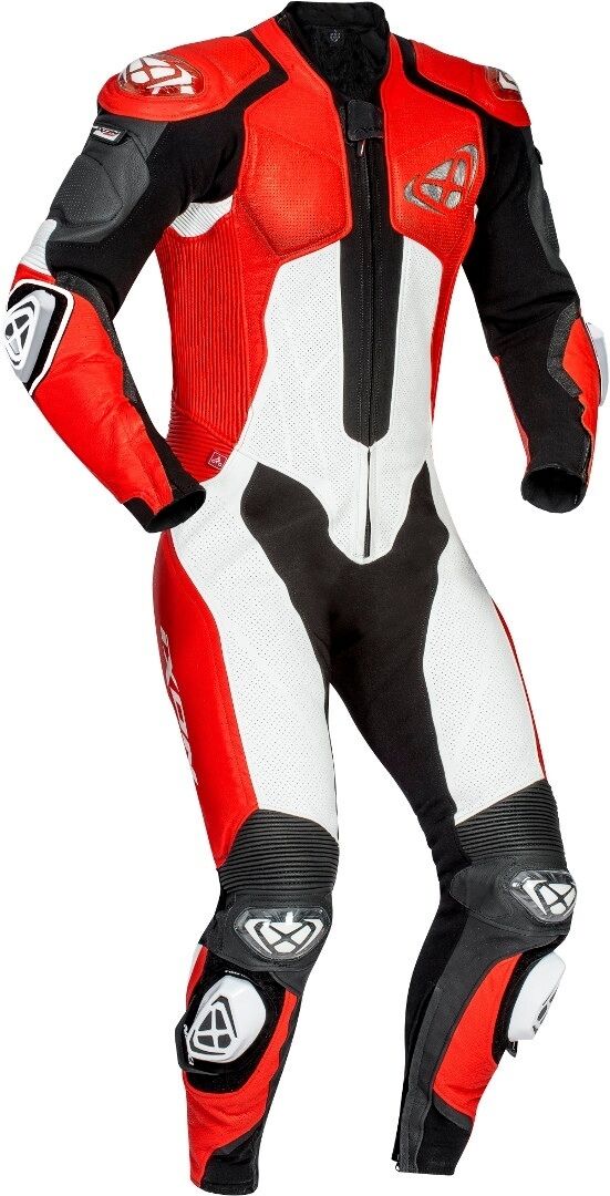 Ixon Vendetta Evo Costume en cuir de moto one piece Noir Blanc Rouge 2XL