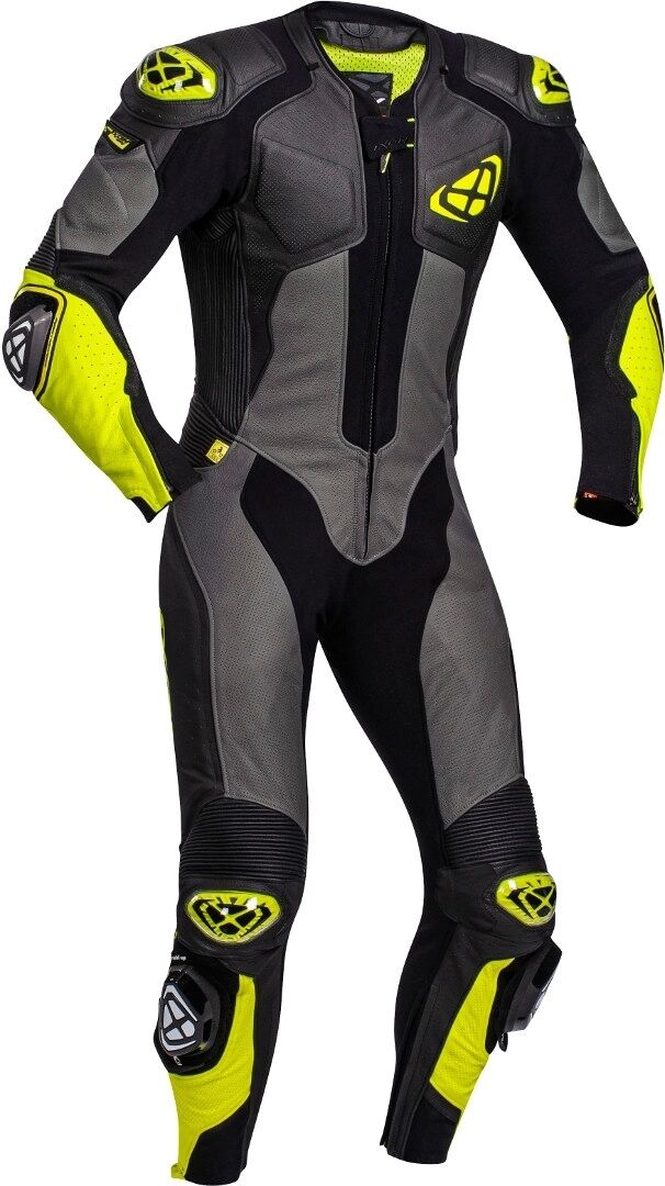 Ixon Vendetta Evo Costume en cuir de moto one piece Noir Jaune L