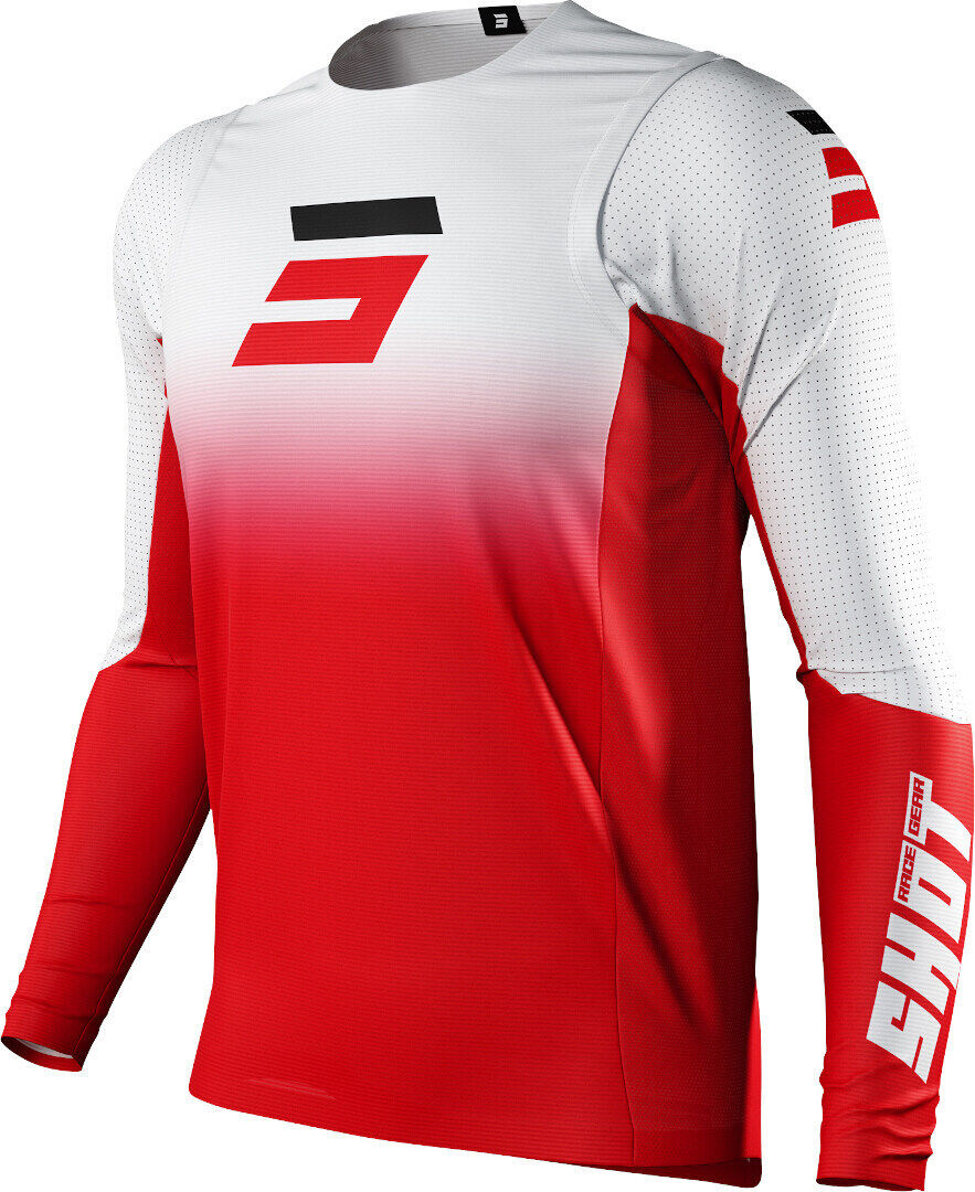 Shot Aerolite Gradient Maillot de motocross Noir Blanc Rouge 2XL