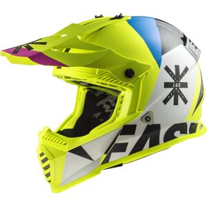 LS2 MX437 Fast Heavy Evo Motocross Helm XS Weiss Blau Gelb