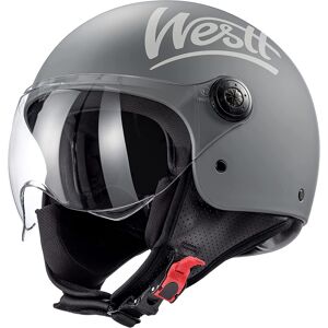 Westt Classic Jethelm Mit Visier Motorradhelm Herren Damen Roller Chopper Helm - Geoffnete Verpackung Grau S (53-54 cm)