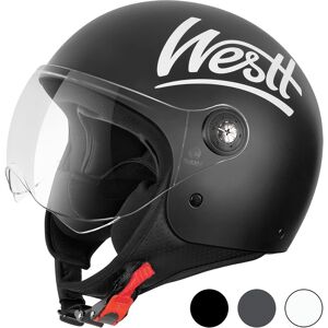 Westt Classic Jethelm Mit Visier Motorradhelm Herren Damen Roller Chopper Helm - Geoffnete Verpackung Schwarz XL (59-60 cm)