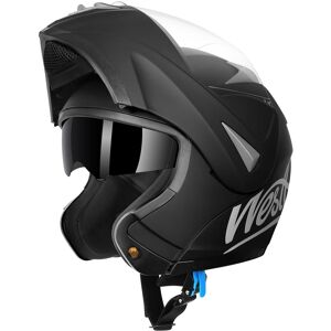 Westt Motorradhelm Herren Damen Integralhelm Klapphelm Flip-Up Motorrad Jethelm - Akzeptabel Matt Schwarz M (57-58 cm)