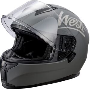 Westt Integralhelm Fullface Helm Motorradhelm Mit Doppelvisier Sonnenblende - Wie Neu Matt Grau S (53-54 cm)