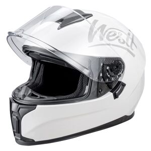 Westt Integralhelm Fullface Helm Motorradhelm Mit Doppelvisier Sonnenblende - Wie Neu Weiß glänzend L (57-58 cm)