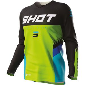 Shot Draw Tracer Kinder Motocross Jersey - Schwarz Grün - 12- 14 13 - 14 12/14 12 Jahre 13 Jahre - unisex