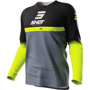 Shot Draw Reflex Kinder Motocross Jersey - Schwarz Grau - 12- 14 13 - 14 12/14 12 Jahre 13 Jahre - unisex