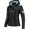 Rusty Stitches Joyce Hooded V2 Damen Motorrad Lederjacke - Schwarz Blau - 38 - female