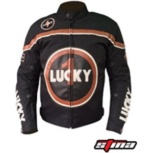 STINA Cazadora Moto  Lucky Racing Cordura Piel Marron