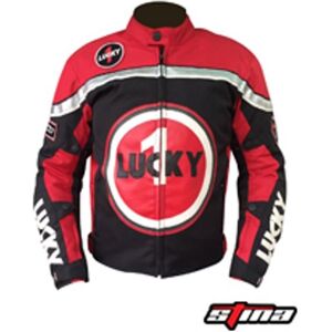 STINA Cazadora Moto  Lucky Racing Cordura Piel Rojo