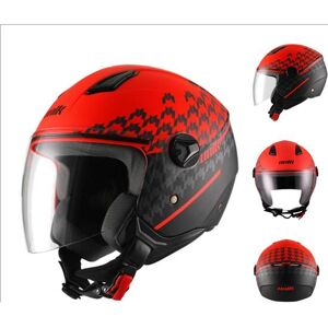 UNIK Casco Jet  Cj-16 Trend Rojo Mate Con Pantalla