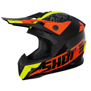 Shot Race Gear Casco de Cross Niño Shot Pulse Airfit Negro-Naranja-Amarillo Neón