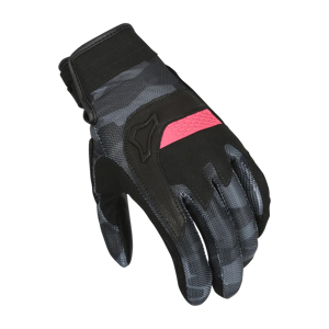 Macna Guantes de Moto Mujer  Congra Negro-Negro-Gris Camuflaje-Rosa