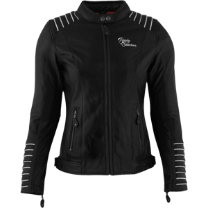 Rusty Stitches Chaqueta de Moto para Mujer  Amanda Negro-Blanco