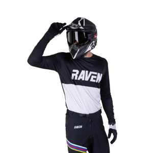 Raven Camiseta de Cross  AIR Negro-Blanco