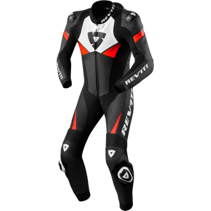 REV'IT! Mono de Cuero Piece Suit Argon 2 Negro-Rojo Neón