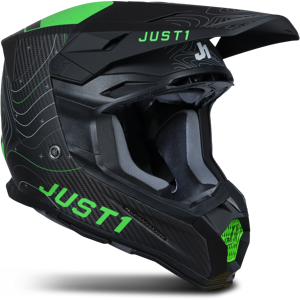 Just1 Casco de Cross  J22 C Frontier Negro-Verde Fluo-Carbono