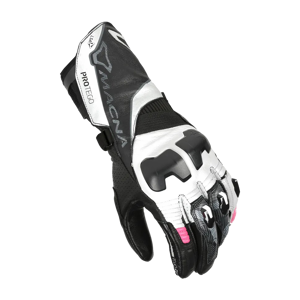 Macna Guantes de Moto Mujer  Protego Negro-Blanco-Rosa