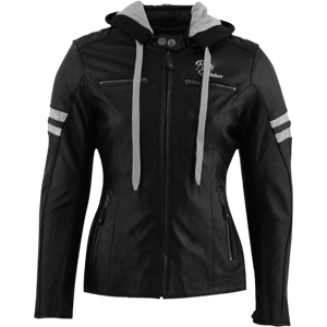 Rusty Stitches Chaqueta de Moto para Mujer  Super Joyce Hooded Negro-Blanco