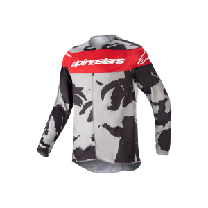 Alpinestars Camiseta de Cross Niño  Racer Tactical Gris Camuflaje-Rojo Marte