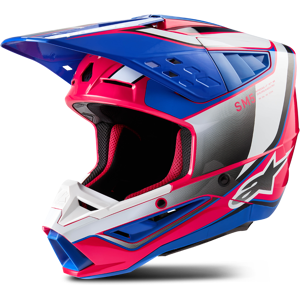 Alpinestars Casco de Cross  SM5 Sail Blanco-Rosa-Azul Esmalte