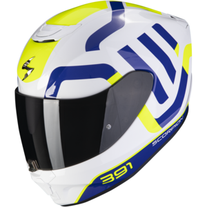 Casco Scorpion Exo-391 Arok Blanco Azul Amarillo  139-417-241