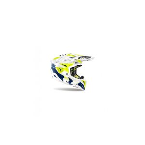 Casco Airoh Aviator 3 Spin Amarillo/Azul Brillo  AV3SP18