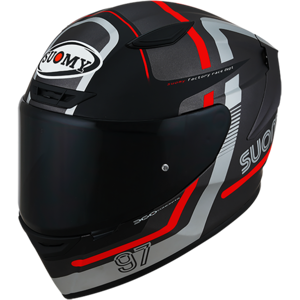 Casco Suomy Track-1 Ninety Seven Mate Gun Metal Rojo  K6T10002