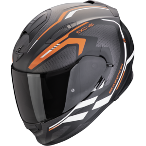 Casco Scorpion Exo 491 Kripta Negro Mate Naranja Blanco  48-450-333