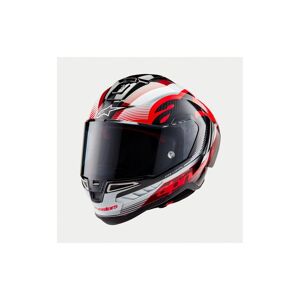 Casco Alpinestars Supertech R10 Team Negro Carbón Rojo Blanco Brillo