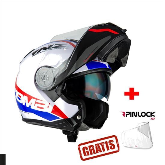 NZI Combi 2 Duo Shock White Red Con Gafas+ Pinclok Gratis Casco Abatible