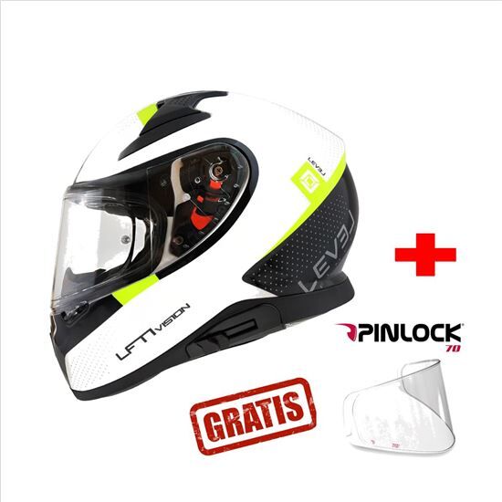 LEVEL Lft1 Vision Blanco Fluor Con Gafas+ Pinlock Gratis Casco Integral