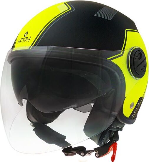 LEVEL Casco Jet  Ljc Vento Fluor Mate Con Gafas Interiores