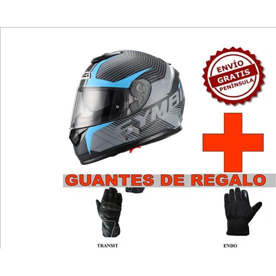 NZI Casco  Symbio Duo Graphics Tera Black Blue+guante Moto