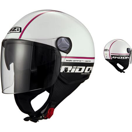 NZI Casco Jet  Capital 2 Duo Ridon White Pink Con Gafas