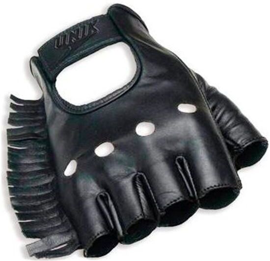 UNIK Guantes Custom Piel  H-2 Piel Negro Con Flecos