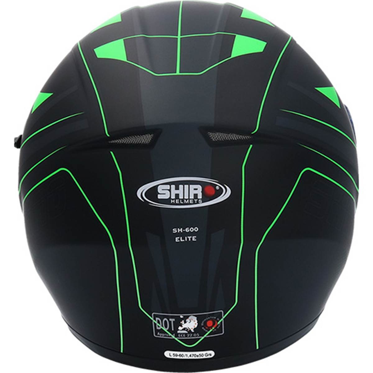 SHIRO Casco moto integral  sh600 negro/verde mate xs