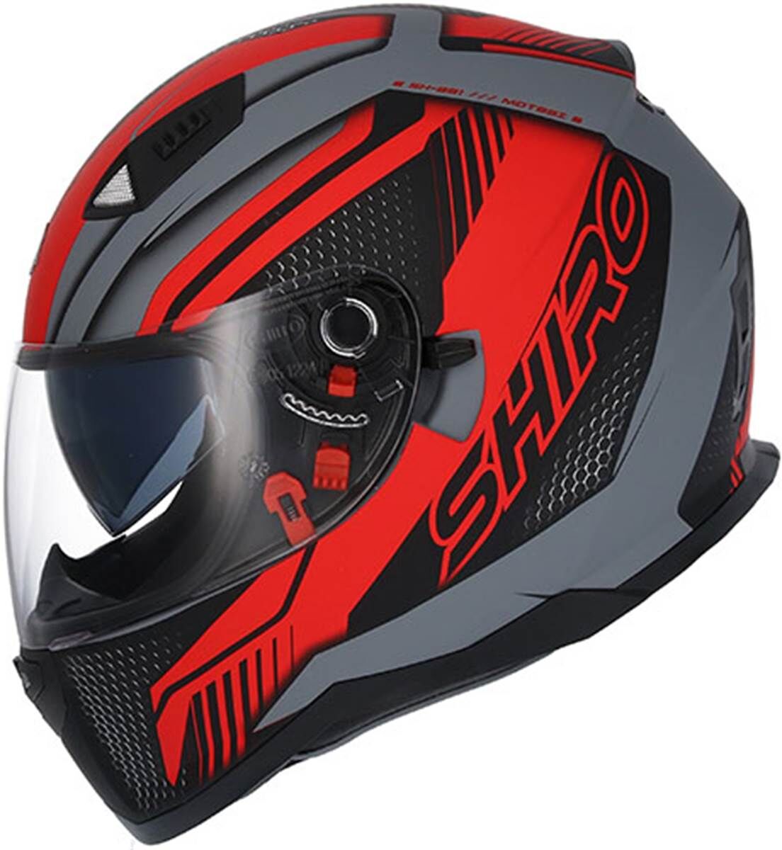 SHIRO Casco de moto integral  sh881 negro y rojo m