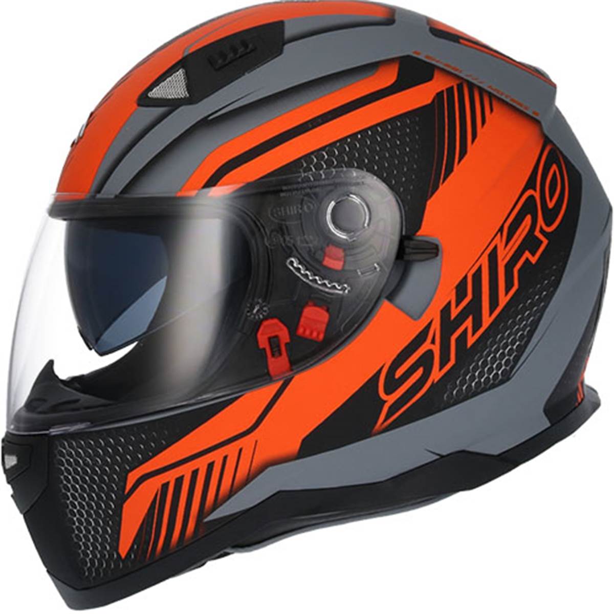 SHIRO Casco de moto integral  sh881 negro y naranja l