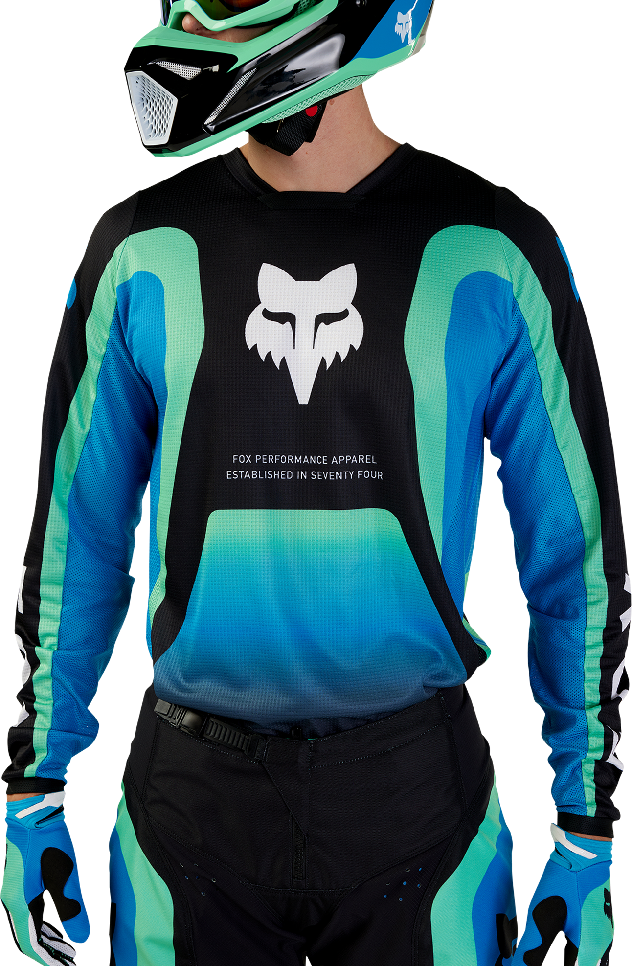 FOX Camiseta de Cross  180 Ballast Negro-Azul